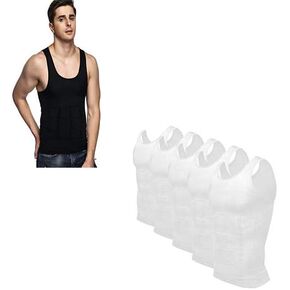 Odoland 6 Pack Men's Body Shaper Slimming Shirt Tummy Vest Thermal Compression Base Layer Slim Muscle Tank Top Shapewear