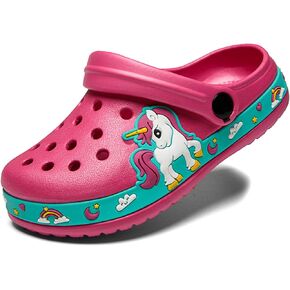 SECHRITE Kids Fur Lined Clogs Garden Shoes for Boys Girls Toddler Cartoon Sandals with Removable Fleece Lined Winter Warm Indoor Outdoor Home Slippers Non-Slip Sole