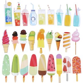 Blulu 60 Pieces Summer Bookmarks Cold Drink Theme Bookmarks Cute Colorful Dessert Bookmarks for Students Kids Adults Reading