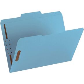 100 Blue End tab Fastener File Folders, Reinforced Straight Cut Tab, Durable 2 Prongs for Standard Medical Files, Office Reports, and More, Letter Size, Blue, 100 Pack