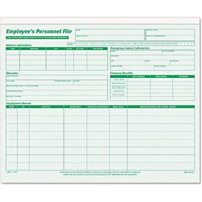 TOPS 3287 Employee Record File Folders, Straight Cut, Letter, 2-Sided, Green Ink (Pack of 20)