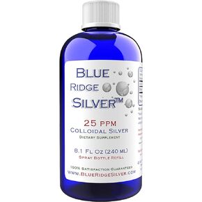 Blue Ridge Silver 25 ppm 8 oz Colloidal Silver Natural Immune Support Health Supplement