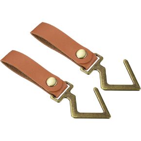 M METERXITY 2 Pack Camping S Shelf Hooks - Leather Straps with Hooks Camping Light Hook Hangers, Apply to Hanging Pots Pans Cups (Brown) in Saudi Arabia