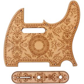 ROZILO 8 Hole Tele Maple Guitar Pickguard Wood Scrach Plate with Maple Control Plate Screws for American/Mexican Telecaster