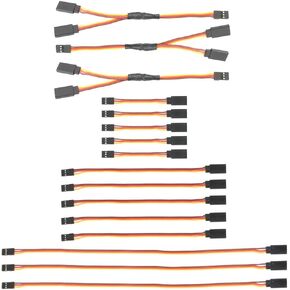 GTIWUNG 16PCS JR Style Servo Extension, 5 x 3 Servo Cables, 5 x 6 3Pin Extension Cable; 3 x 12 Servo Harness; 3 x 6 RC Y Harness Servo Splitter Cable for Remote Control Aircraft