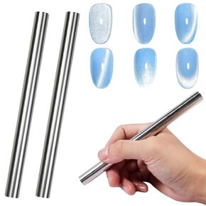 2 Pack Cat Eye Magnet for Nails, Nail Art Magnet Pens Long Double-head Magnet Sticks Cat Eye Design Tools for Home DIY, Salon, Studio