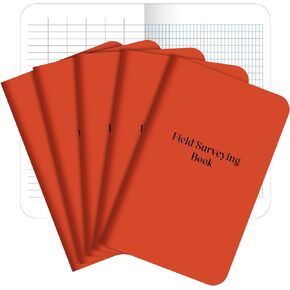 Trandraft 5 Pcs Field Book 4.625 x 7.25 Inch Surveying Book Engineers Field Notebook Orange Stiff Cover Construction Notepad for Outdoor Activities Recording, 32 Sheets 64 Pages Per Book