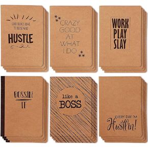 Paper Junkie 24 Pack Motivational Notebooks Bulk, Lined Inspirational Journals for Coworkers, Office Employee Gifts, Kraft Paper Material (80 Pages Each, 4 x 5.75 In)