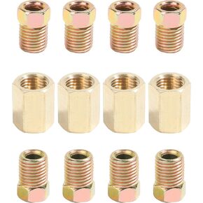 ESEWALAS 12 قطعة 3/8 بوصة - 24 خيط مجموعة تركيبات خط الفرامل، مجموعة خط الفرامل تتضمن 4 نقابات و8 صواميل، 3/16 خط فرامل اتحاد، تستخدم مع 3/16 بوصة من الفولاذ، خطوط فرامل مطلية بالبوليستر والنحاس in Kuwait