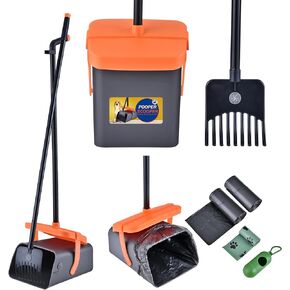 ilongood Pooper Scooper Swivel Bin & Rake Kit with 55 Waste Bags, 46" Long Handle Adjustable Portable Non-Breakable Dog Pooper Scooper Easy to Clean Pet Waste