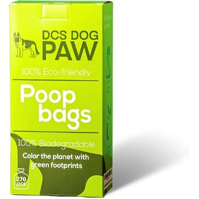 DCS DOG PAW Poop Bags – 100% Leak Proof Dog Poop Bag - Doggie Waste Bag – Pet Poop Bags - 100% Certified Home -Diaper Bag Essentials for Pets - Basurero para pañales de perro - Unscented - 270 Count