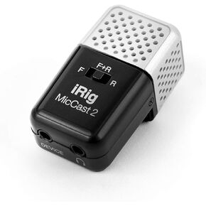 IK Multimedia iRig Mic Cast 2 Mini Vocal Microphone with Front, Rear, Omni Recording, for Podcast, Video, Streaming and More - Compatible with iPhone, iPad, Android and All Popular apps