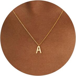 HANLI Initial Necklaces for Women - 14k Gold Plated Dainty Letter Necklace Simple Alphabet A-Z Necklace Personalized Monogram Name Necklace for Women Jewelry