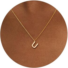 HANLI Initial Necklaces for Women - 14k Gold Plated Dainty Letter Necklace Simple Alphabet A-Z Necklace Personalized Monogram Name Necklace for Women Jewelry