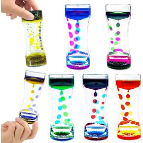 OCTTN Liquid Motion Bubbler Timer Set of 9 Great Desktop Liquid Timer for Fidget Toy, Rainbow Water Timer for Autism, Activity, Drip Oil Motion Bubble Toy Sensory Play for Office Home Desk Décor