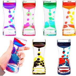 SUNPROUND Liquid Motion Bubbler Sensory Toys, 6 Pack Liquid Timer Desktop Colorful Hourglass Liquid Bubbler, Small Calming Relaxing Toys Sensory Anxiety Autism ADHD Fidget Toys