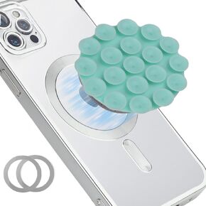 NTidea Silicone Suction Phone Case Magnetic Phone Mount, Silicon Hands-Free Phone Accessory for iPhone and Android, Mirror Shower Phone Holder, Tiktok Videos and Selfies, Rose Pink