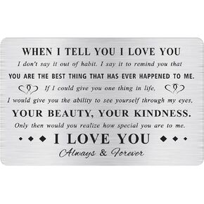 MOQIYXL Gifts for Wife Girlfriend, I Love You Gifts for Her, Anniversary Card. Christmas Gifts for Women, Metal Engraved Wallet Card