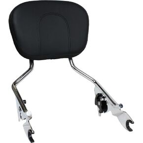 YTSMOTO Detachable Sissy Bar Passenger Backrest Pad Fits For Harley Davidson Touring Street Glide Road King Electra Glide 2009-2023 (Chrome)