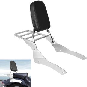 DSISIMO Chrome Passenger Backrest Sissy Bar With Luggage Rack And Backrest Pad Compatible With For Yamaha Vstar 400 650 Dragstar 400 650 Classic 1998-2018