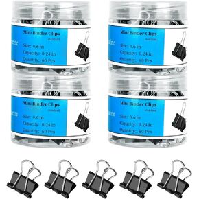 Ufmarine 240 Pcs Mini Binder Clips 15 mm, Black Small Binder Clips for Office