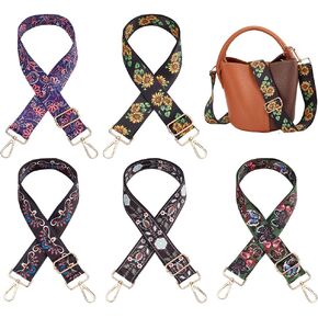 PH PandaHall 5 أنماط حزام حقيبة العرقية، 28.7 ~ 52 بوصة حزام حقيبة يد استبدال حزام الكتف Crossbody 1.5 بوصة واسعة حزام محفظة قابل للتعديل زهرة التطريز الغيتار الأشرطة حزام لحقائب النساء DIY