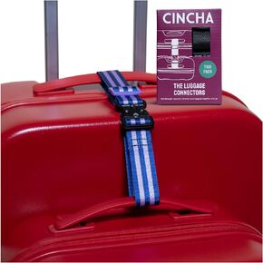 Cincha Add A Bag Luggage Strap Connectors - Connect Multiple Suitcases and Bags - Airport Travel Accessories - As Seen on Shark Tank - 2pcs (Navy)