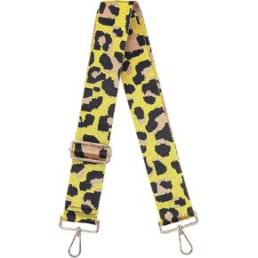 uxcell Purse Strap Replacement, 31-51inch Adjustable Polyester Leopard 2inch Wide Crossbody Shoulder Strap for Handbag Guitar(Yellow, Gold Buckle)