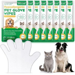 Cleaning Gloves for Dog and Cats,8PCS,Cleaner Wipes Fur Pet For Ears, Face, Paws, Coat and Skin,Nourish Fur Coconut Oil Grooming Cleaner Wipes Pet Bathing Gloves Wipes for Daily Care and Traveling in Kuwait