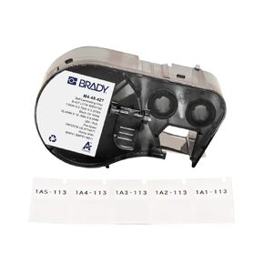 Brady Authentic (M4-48-427) Self-Laminating Vinyl Wrap Around Labels 1"H x 0.75"W Black on White, Clear, 200 Labels. for use with The BMP41, BMP51, and M511 Label Printers