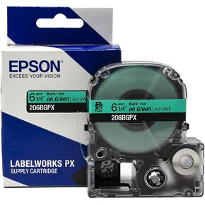 Epson LABELWORKS 206BWPX PET (Polyester) Tape Cartridge - Black on White Standard Industrial Label Maker Tape - 1/4" (6MM) Wide, 30 ft