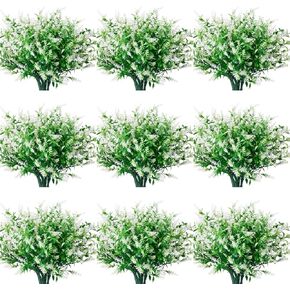 20 Bundles Artificial Fall Lavender No Fade Faux Autumn Plants Fake Flowers No Fade Faux Plastic Plants Thanksgiving Season Harvest Decoration (Golden)