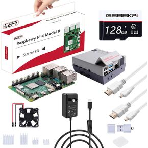 GeeekPi Raspberry Pi 4 8GB Starter Kit - 128GB Edition, with Raspberry Pi 4 Case with Fan Heatsinks, Raspberry Pi 5V 3.6A Type C Power Supply with ON/Off Switch, 2PCS HDMI Cables