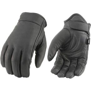Milwaukee Leather MG7522 Men's Black Leather Waterproof Cruiser Motorcycle Hand Gloves W/Gel Padded Palm - Large