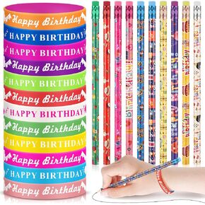 Sabary 48 قطعة أقلام عيد ميلاد سعيد أساور مطاطية مجموعة عيد ميلاد تفضل أقلام عيد ميلاد أقلام سيليكون الأساور سوار عيد ميلاد للأطفال الطلاب المعلمين الفصول الدراسية مكافأة الهدايا (نمط مشرق)