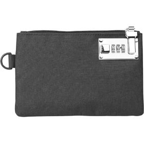 GEEDUD Lockable Money Bag - 5x8 Inches Durable Nylon Locking Bank Bag Coin Purse for Cash, Jewelry, Passports, Medicine, Credit Cards and Valuable Storage Cash Bag (Black)