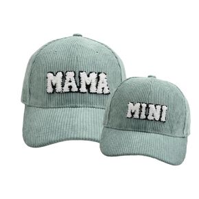 Fall Mama and Mini Hats Corduroy, Embroidred Patch Mother Son Hats, Mom And Daughter Matching Hats, Mommy and Me Hats For Girl Or Boy, Set of 2 Matching Toddler And Mommy Hats in Corduroy AQUA.