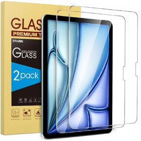 SPARIN 2 Pack Screen Protector for iPad Air 11-inch 2024 (6th Generation), Tempered Glass-Apple Pencil Pro & Case Compatible, Anti-Scratches, High Definition