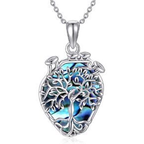 ONEFINITY Anatomical Heart Necklace Sterling Silver Tree of Life Anatomical Heart Necklace Heart Disease Awareness Jewelry Gift for Cardiologist Doctor Nurse