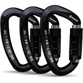 Heavy Duty Carabiner UIAA Certified Locking Carabiner 25KN (About 5620 lbs) Auto Locking Carabiner D Shape Carabiner Clip for Rock Climbing, Mountaineer, Aerial Work