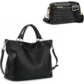 Kattee Soft Leather Handbags Bundle with Small Woven Women Crossbody Bags
