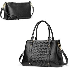 Kattee Soft Genuine Leather Satchel Bags for Women Bundle with Small Women Crossbody Bags
