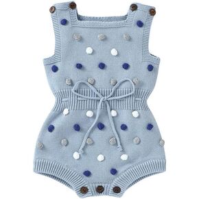 Neiwech Baby Girl Romper Sleeveless Pompoms Knit Rompers Newborn Little Girl Overall Jumpsuit Summer Outfits Clothes