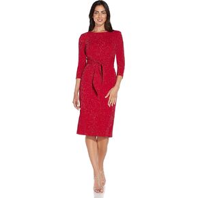 Adrianna Papell Men's Plus Size Metallic Knit Tie Front Dress
