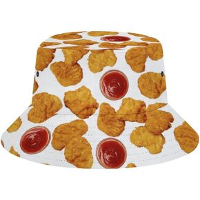 Mercuryelf Chicken Nuggets Bucket Hat Gifts for Men Women, Unisex Packable Sun Cap, Fashion Fisherman Hat Summer Outdoor