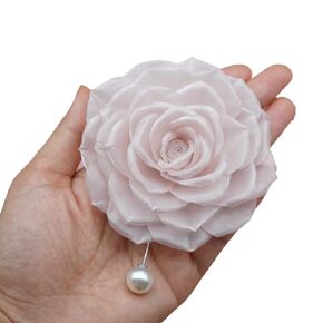 8.5-9 CENTIMETER Organza Rose Brooch Pin By NhanDo Handmade – Floral Brooch Pins for Women and Men, Handmade Gift For Mother's Day, Best Friend Gift, Gift For Her, Bridesmaid Gift (Light Pink)