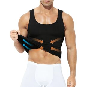 Casey Kevin Men's Compression Shirt Undershirts Body Shaper Sleeveless Shirt Slimming Tank Top Gynecomastia Vest