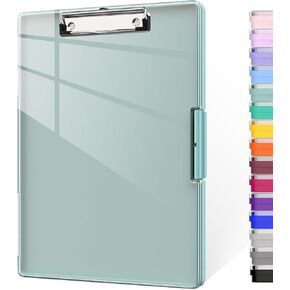 Piasoenc Clipboard with Storage, 8.5x11" Clip Boards with 2 Storage Case and A4 Paper Folder, Clear Dry Erase Top Panel, Heavy Duty Plastic, Folio & Side-Opening, for Nurses, Teachers, Lawers, Teal