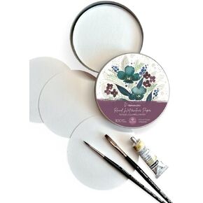 Round Watercolour Paper 300g/m², Metal case, fine Texture, 13 cm, 30 fls