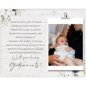 SUNBMO Will You Be My Godparents - Godparents Picture Frame from Godchild, Baptism Birthday Christmas Thank You Gift for Godparents